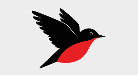 Obraz premium Elegant illustration of a flying bird with black wings and a vibrant red chest design