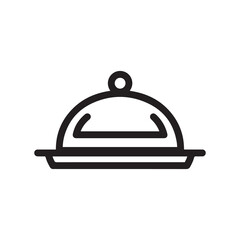 Obraz premium Cloche Icon Black Line Art of Food Dome Server on White Background