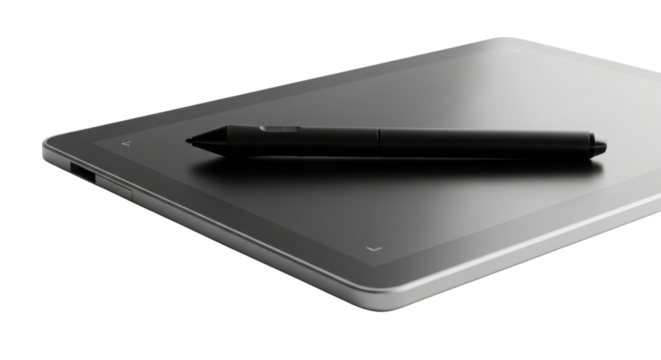 Digital drawing tablet and pen for creative work isolated PNG with Transparent Background