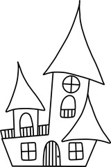 할로윈 파티 마녀 집 라인드로잉 유치원 색칠공부(halloween party line drawing kindergarten coloring)