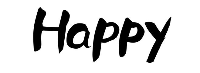 Brush lettering text "HAPPY" (handwritten calligraphy)