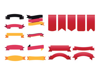 Ribbons collection. Ribbon banner art. Ribbons and banners. Flat ribbons. Set of Ribbons and banner. Banner illustration. Set of banner. Set of scroll ribbon, vintage ribbon