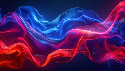 Obraz premium Sfondo Tessuto Fluido Astratto Multicolore – Onde Morbide in Movimento nei Toni Blu, Rosso e Pastello