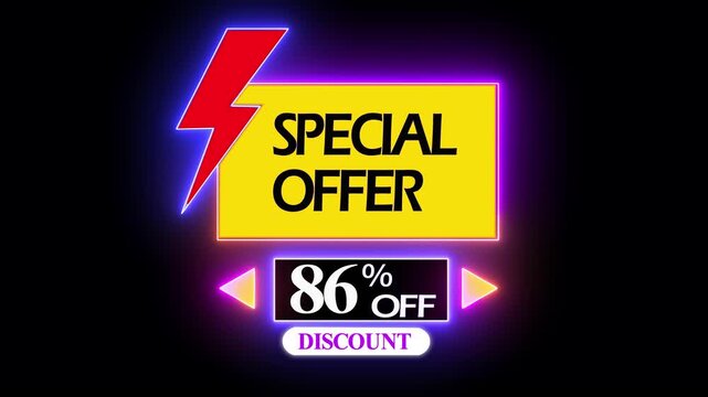 Special Offer 86 Percent Off Discount with Creative Brush Stroke Animation, Modern Sale Banner, Business Promotion Concept for Marketing and Advertising.