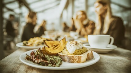 Brunch at a Restaurant with Friends and Delicious Food.