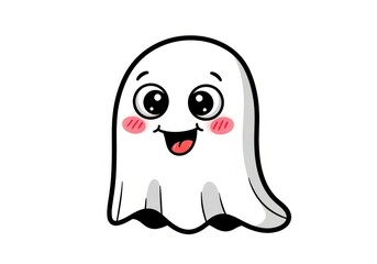Cute cartoon ghost with big eyes and blushing cheeks spooky halloween