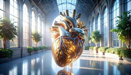 Golden Heart Artwork in a Bright, Sunlit Interior