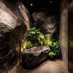 Modern stone bathtub interior design