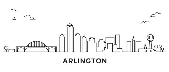 Arlington city Line Art Texas skyline. Black cityscape. with white background © MofajjolHossen