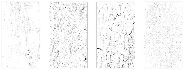 Grunge texture effect set. Distressed overlay rough textured. Abstract vintage monochrome.