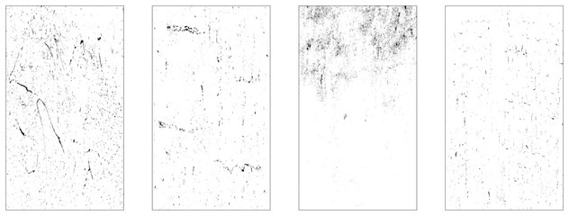 Grunge texture effect set. Distressed overlay rough textured. Abstract vintage monochrome.