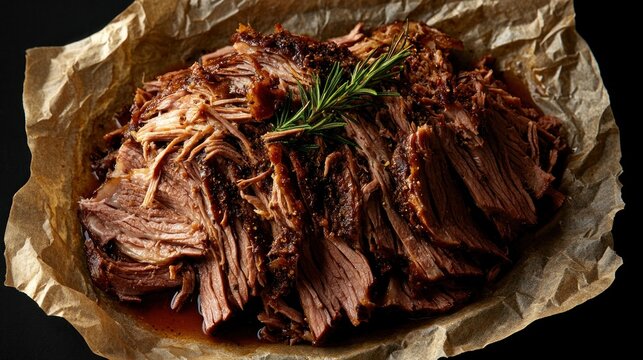 Sliced, browned roast on parchment
