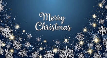 Elegant Blue Christmas Background with Snowflakes and Stars