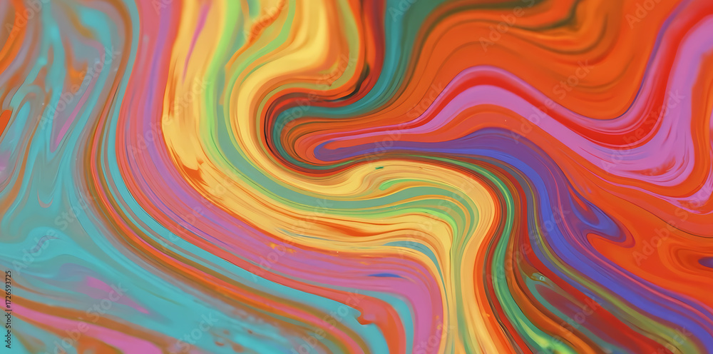 Wall mural abstract colorful swirl pattern with vibrant fluid-like motion and dynamic gradients