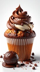 Delicious chocolate cupcake and truffle