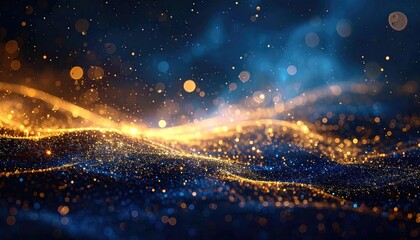 Abstract digital art with golden particles