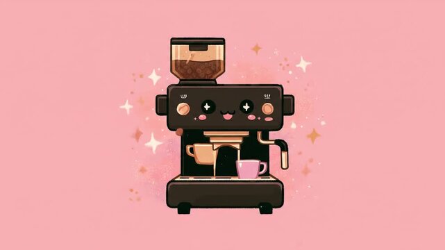Cute coffee machine illustration