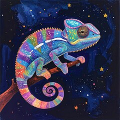 Colorful chameleon in space