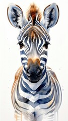 Portrait of a zebra in muted blues and browns