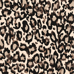 Leopard skin print, watercolor effect, black, brown, beige, and white gradients, overlapping elements, seamless pattern
