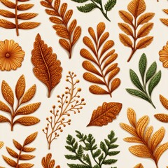 Fototapeta premium Autumnal Leaf and Branch Seamless Pattern