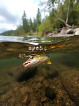 Upwards reveal of a small fishing poind