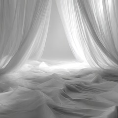 White fabric drapes a dramatic space