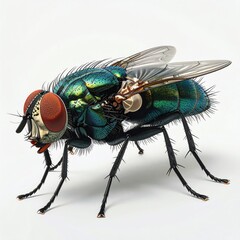 Fototapeta premium Close-up of a vibrant green fly