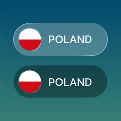 poland Flag button with liquid glass style design