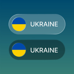 ukraine Flag button with liquid glass style design