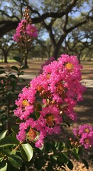 Beautiful Pink Crape Myrtle Blossoms.