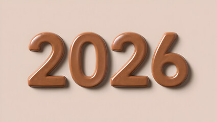 Year 2026 embossed numbers with a warm light casting subtle shadows