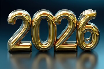 Golden reflective numbers symbolizing the upcoming year 2026 capturing aspirations and opportunities within a polished modern design aesthetic creating a strong visual impact