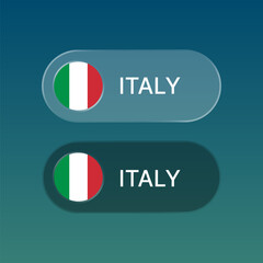 italy Flag button with liquid glass style design