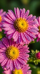 Beautiful Pink Flowers with Dew Drops.