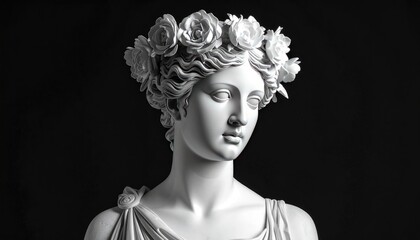 Close-up marble statue of a woman