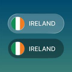 ireland Flag button with liquid glass style design