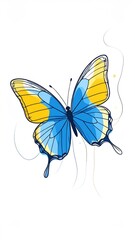 A vibrant blue and yellow butterfly illustration