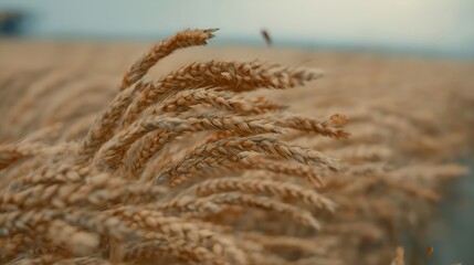 Golden Wheat Field - A Close-Up of Ripe Grain in the Sun.