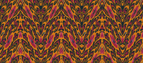 Vintage colorful flower ikat pattern. traditional ethnic background. Hand drawn oriental folk art. Seamless geometric vintage texture.