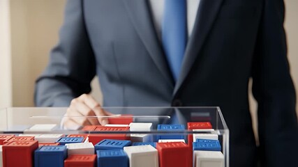 Building Success: Businessman Constructing with Blocks