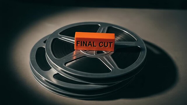 Film Reels Marked "Final Cut": Cinema Production Close-Up
