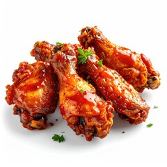 Crispy chicken wings on a white background