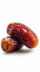 Two dates, close-up, on a white background