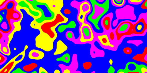 Dynamic Abstract Organic Blob Shapes in Bold Blue Yellow Red Pink Green Cyan Colors with Smooth Edges for Eye- Catching Backgrounds