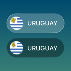 uruguay Flag button with liquid glass style design