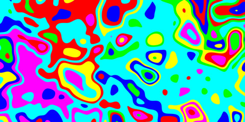 Energetic Abstract Organic Shapes with Bright Cyan Blue Red Pink Yellow Green Colors and Fluid Contours for Modern Graphic Design