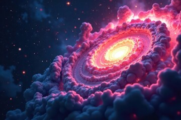 Abstract swirling nebula depicting gravity's pull, dark matter hinted at , vortex, light
