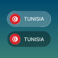 tunisia Flag button with liquid glass style design