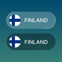 finland Flag button with liquid glass style design